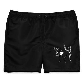 Feminine Silhouette mit sinnlichen Lippen - Männer Badeshorts - Schwarz - Vorne - AI Model Male 178 light (178cm)
