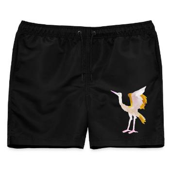 Kranich - Männer Badeshorts - Schwarz - Vorne - AI Model Male 178 light (178cm)