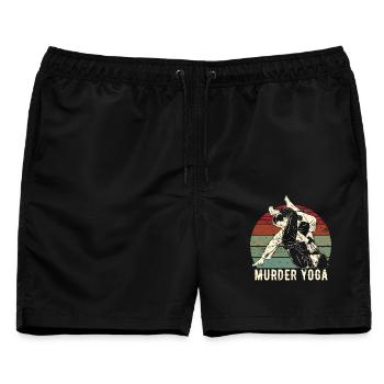 Lustiges Brazilian Jiu Jitsu Murder Yoga Geschenk - Männer Badeshorts - Schwarz - Vorne - AI Model Male 178 light (178cm)