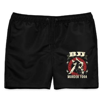 Lustiges Brazilian Jiu Jitsu Murder Yoga Geschenk - Männer Badeshorts - Schwarz - Vorne - AI Model Male 178 light (178cm)