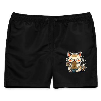 Ramen Cat - Männer Badeshorts - Schwarz - Vorne - AI Model Male 178 light (178cm)
