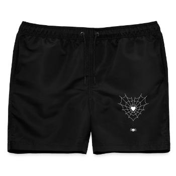 Spinne im Spinnennetz - Männer Badeshorts - Schwarz - Vorne - AI Model Male 178 light (178cm)