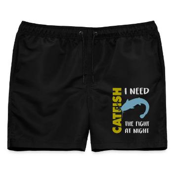 Wels fischen Kampf mit dem starken Wels - Männer Badeshorts - Schwarz - Vorne - AI Model Male 178 light (178cm)