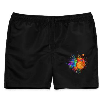 Bitcoin color Splash - Männer Badeshorts - Schwarz - Vorne - AI Model Male 178 light (178cm)