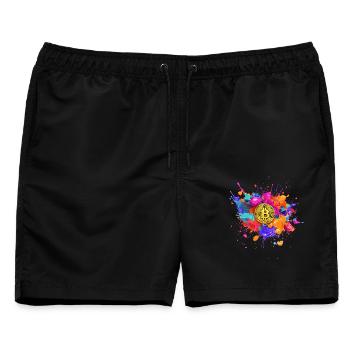 Bitcoin color Splash - Männer Badeshorts - Schwarz - Vorne - AI Model Male 178 light (178cm)