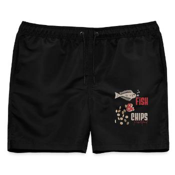 Poker - POKER FISH AND CHIPS Poker Essen - Poker spielen - Männer Badeshorts - Schwarz - Vorne - AI Model Male 178 light (178cm)