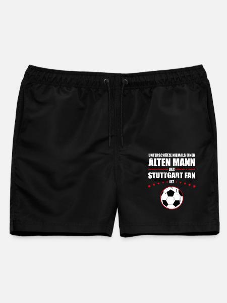 Alter Mann - Stuttgart Fan | Retro Vintage Design - Männer Badeshorts - Schwarz