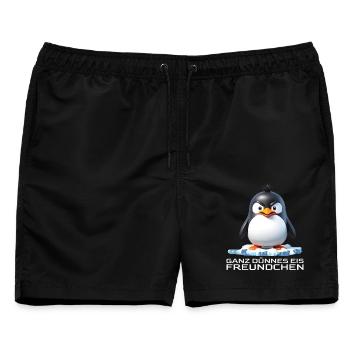 Ganz dünnes Eis Freundchen Pinguin - Männer Badeshorts - Schwarz - Vorne - AI Model Male 178 light (178cm)