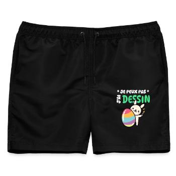 Ich kann nicht, ich habe Zeichnen, Humor, Wohlbefinden - Männer Badeshorts - Schwarz - Vorne - AI Model Male 178 light (178cm)