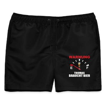 Humorvolles Bierwarnungs-Design - Männer Badeshorts - Schwarz - Vorne - AI Model Male 178 light (178cm)