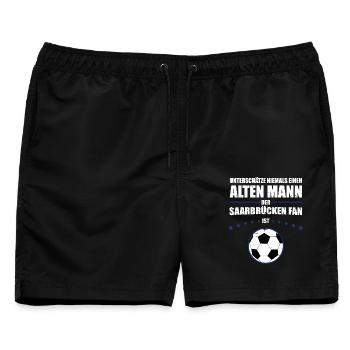 Alter Mann - Saarbrücken Fan | Retro Vintage - Männer Badeshorts - Schwarz - Vorne - AI Model Male 178 light (178cm)