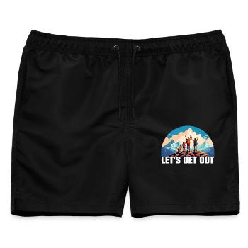 Nichts wie raus mit der Familie in die Natur - Männer Badeshorts - Schwarz - Vorne - AI Model Male 178 light (178cm)