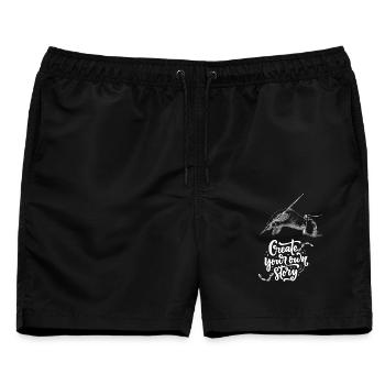 Handillustration mit inspirierender Botschaft - Männer Badeshorts - Schwarz - Vorne - AI Model Male 178 light (178cm)