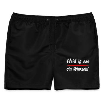 Heid is ma ois Wurscht Bayern Spruch - Männer Badeshorts - Schwarz - Vorne - AI Model Male 178 light (178cm)