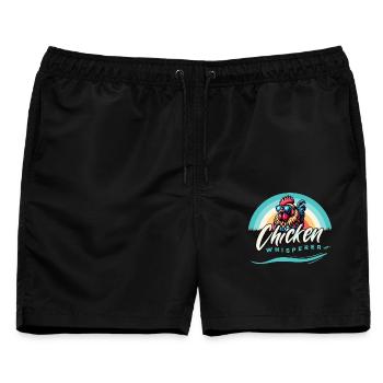 Hühnerflüsterer Hahn Hühnerhof Landleben - Männer Badeshorts - Schwarz - Vorne - AI Model Male 178 light (178cm)