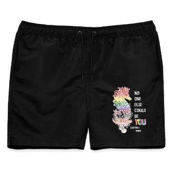 Stolzes LGBTQIA+ Seepferdchen - Männer Badeshorts - Schwarz - Vorne - AI Model Male 178 light (178cm)