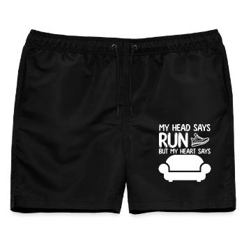 Kopf sagt Lauf Herz sagt Couch - Männer Badeshorts - Schwarz - Vorne - AI Model Male 178 light (178cm)