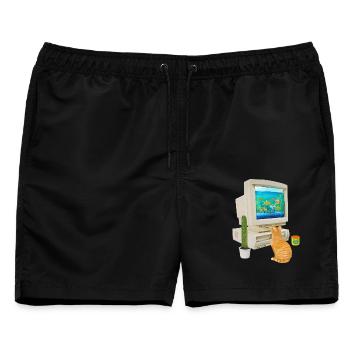 90er Jahre PC Fishbowl - Männer Badeshorts - Schwarz - Vorne - AI Model Male 178 light (178cm)