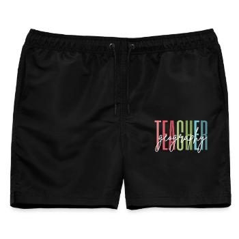 Geography Teacher Schule Danke Geschenk - Männer Badeshorts - Schwarz - Vorne - AI Model Male 178 light (178cm)