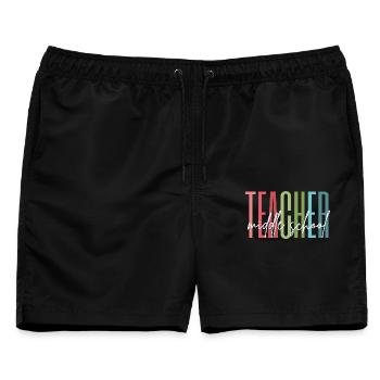 Middle School Teacher Geschenk - Männer Badeshorts - Schwarz - Vorne - AI Model Male 178 light (178cm)