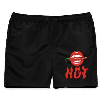 Chilischote essen - Männer Badeshorts - Schwarz - Vorne - AI Model Male 178 light (178cm)