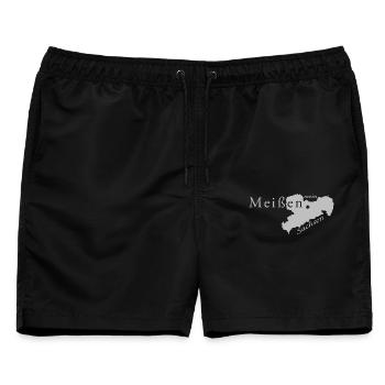 Meißen - Mein Sachsen - Heimatstadt - Männer Badeshorts - Schwarz - Vorne - AI Model Male 178 light (178cm)