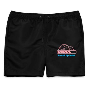 Level Up, Bald-Papa! - Männer Badeshorts - Schwarz - Vorne - AI Model Male 178 light (178cm)