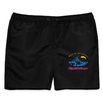 Mein Reich ist der Himmel – Fallschirmspringen - Männer Badeshorts - Schwarz - Vorne - AI Model Male 178 light (178cm)
