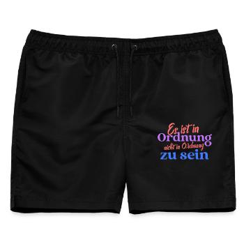 Es ist in Ordnung, nicht in Ordnung zu sein - Männer Badeshorts - Schwarz - Vorne - AI Model Male 178 light (178cm)