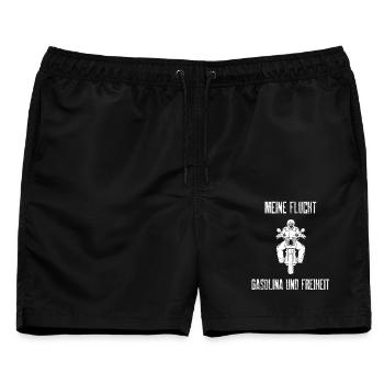 Meine Flucht: Gasolina und Freiheit - Männer Badeshorts - Schwarz - Vorne - AI Model Male 178 light (178cm)