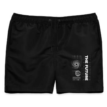 Future Quote Abstract Streetwear - Männer Badeshorts - Schwarz - Vorne - AI Model Male 178 light (178cm)