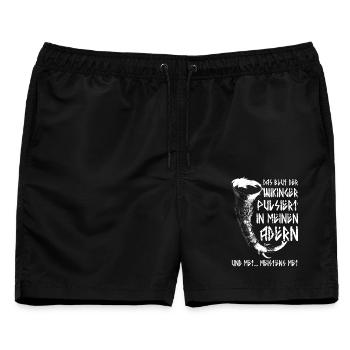 Lustiger Trinkspruch Met Trinkhorn Humor Wikinger - Männer Badeshorts - Schwarz - Vorne - AI Model Male 178 light (178cm)