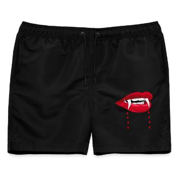 Halloween Dracula Vampir Blut Zähne Kostüm T-Shirt - Männer Badeshorts - Schwarz - Vorne - AI Model Male 178 light (178cm)