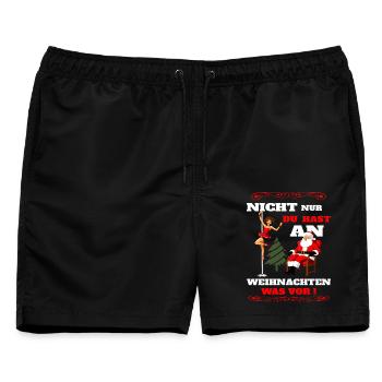 Weihnachtsmann im Stripclub - Männer Badeshorts - Schwarz - Vorne - AI Model Male 178 light (178cm)