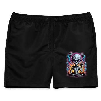 Kosmisches Außerirdisches Meditationskunstwerk - Männer Badeshorts - Schwarz - Vorne - AI Model Male 178 light (178cm)