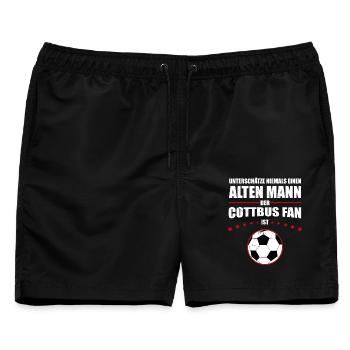 Alter Mann - Cottbus Fan | Retro Vintage Design - Männer Badeshorts - Schwarz - Vorne - AI Model Male 178 light (178cm)