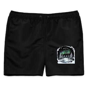 Winterwald Design für die Feiertage - Männer Badeshorts - Schwarz - Vorne - AI Model Male 178 light (178cm)