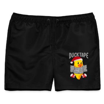 XMAS Duck Tape | Entenküken mit Duct Tape - Männer Badeshorts - Schwarz - Vorne - AI Model Male 178 light (178cm)