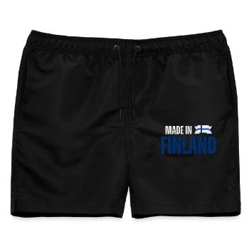 Made in Finland, finnischer Stolz - Männer Badeshorts - Schwarz - Vorne - AI Model Male 178 light (178cm)