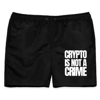 CRYPTO IS NOT A CRIME  - Männer Badeshorts - Schwarz - Vorne - AI Model Male 178 light (178cm)
