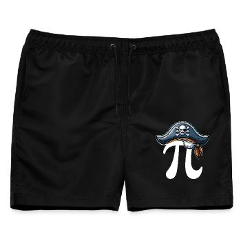 Piraten Pi Day Pirat Motiv Mathematikfans Lehrer - Männer Badeshorts - Schwarz - Vorne - AI Model Male 178 light (178cm)