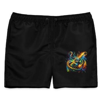 Farbenfroher Gitarrenausdruck - Männer Badeshorts - Schwarz - Vorne - AI Model Male 178 light (178cm)