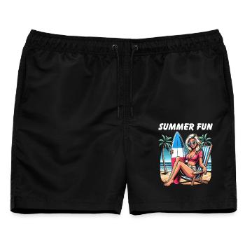 Sommer Strand Haute Couture - Männer Badeshorts - Schwarz - Vorne - AI Model Male 178 light (178cm)