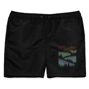 Wandern Natur Berge Wald Minimalistisch Geschenk - Männer Badeshorts - Schwarz - Vorne - AI Model Male 178 light (178cm)