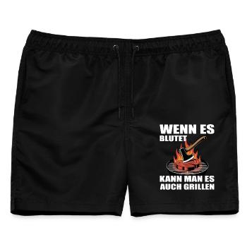 Wenn Es Blutet Kann Man Es Auch Grillen - Männer Badeshorts - Schwarz - Vorne - AI Model Male 178 light (178cm)
