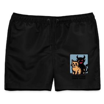 Niedliches Außenchaos Innen Teuflische Katze Lustiges Shirt - Männer Badeshorts - Schwarz - Vorne - AI Model Male 178 light (178cm)