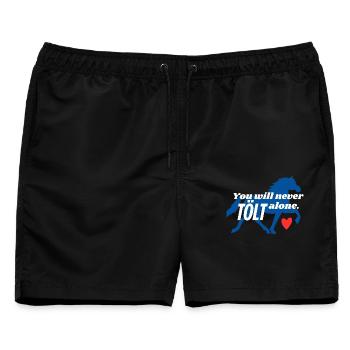 You will never TÖLT alone. Islandpferd 🇮🇸 - Männer Badeshorts - Schwarz - Vorne - AI Model Male 178 light (178cm)