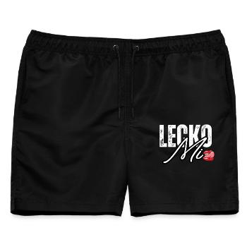 Lederoptik mit Lippenakzent - Männer Badeshorts - Schwarz - Vorne - AI Model Male 178 light (178cm)