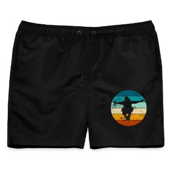 Parkour Sprung - Dynamisches Urban Design - Männer Badeshorts - Schwarz - Vorne - AI Model Male 178 light (178cm)