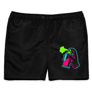 Graffiti Dose im Pop-Art-Style - Männer Badeshorts - Schwarz - Vorne - AI Model Male 178 light (178cm)